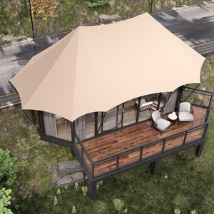 GSD Outdoor Glamping Safari Tienda de lujo para acampar <span class=keywords><strong>Restaurante</strong></span> con baño Lona Safari Lodge Glamping Hotel Pyramid Tent - Product Image 4