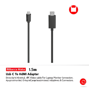 Cavo adattatore 4K <b>Usb</b> C <b>Plug</b> <b>To</b> Hdmi Black 1,5m 00200718 - Product Image 2