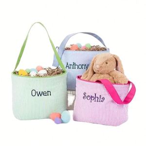 Personalized <b>Easter</b> Letter Print Tote Bag for Kids Candy <b>Gift</b> Storage Reusable Party Favor Holiday <b>Basket</b> Handbag - Product Image 1