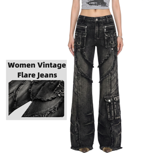 Custom <b>Summer</b> New American Retro Breathable Casual Washed Micro-Lar <b>Jeans</b> <b>for</b> <b>Women</b> High Waist Flared Skinny Denim Pants - Product Image 1