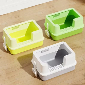 Caja de arena <span class=keywords><strong>para</strong></span> gatos grande al por mayor, caja de arena de limpieza semiabierta, bandeja de arena <span class=keywords><strong>para</strong></span> gatos de lado alto con caja de arena, inodoro <span class=keywords><strong>para</strong></span> mascotas - Product Image 2