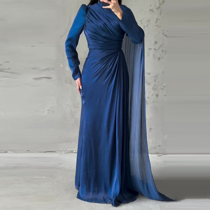 R-537 <span class=keywords><strong>Abbigliamento</strong></span> Islamico Moda Modesta Abaya Lussuosa in Organza Estiva Nuova Elegante Vestito da <span class=keywords><strong>Donna</strong></span> Irregolare Slim Fit - Product Image 2
