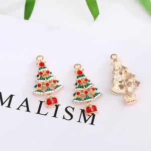 Aleación de goteo de aceite colgante de árbol de Navidad DIY materiales hechos a mano accesorios para pulsera pendientes collar Lucite cuentas sueltas - Product Image 2