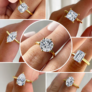 बढ़िया गहने क्लासिक प्रपोंग सेट डिजाइन 1 कैरेट 2 कैरेट 3ct मोइससानाइट महिला सगाई शादी उपहार - Product Image 2