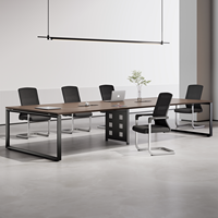 Table de conférence de bureau, table longue, style minimaliste moderne, ensemble de chaises pour salle de réunion, compacte, personnalisable, en mélamine, pour 12 personnes