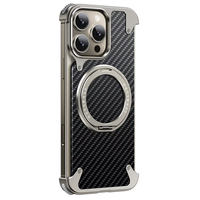 New Design Non-Slip Sides Blackwoven Carbon Fiber With Ring Holder 360 Degree Rotating Phone Holder for IPhone 16 Pro Max