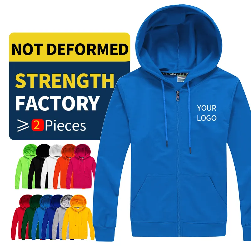 wholesale plain high quality blank heavyweight fleece full zip up hoodie set custom logo men's hoodies & sweatshirts