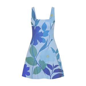 Nuovo <span class=keywords><strong>Abito</strong></span> Mini da Donna Wisrise, Stampa Floreale Azzurra, Scollo Quadrato Senza Maniche, Vendita all'Ingrosso - Product Image 6