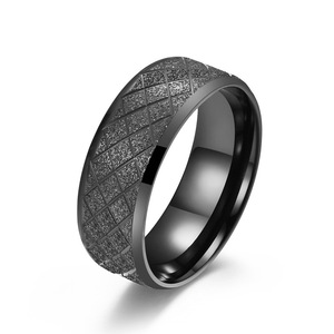yunnique cross-border trendy diamond-patterned frosted <b>titanium</b> steel index finger <b>ring</b>, a unique and unisex fashio - Product Image 5