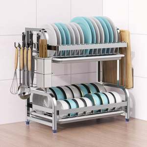 Countertop Stainless Steel <b>Dish</b> <b>Rack</b> Kitchen Accessories Storage <b>Rack</b> Dinnerware Bowls Sink <b>Rack</b> with Chopsticks Holder & Plates - Product Image 2