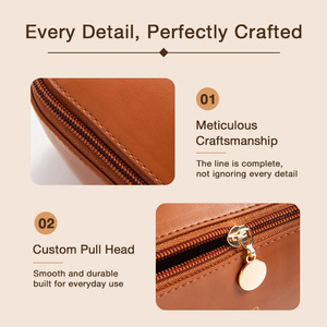 Shell Style Milky PU Leather <b>Makeup</b> Tools <b>Case</b> with Spacious Interior and Detail Pocket for Daily Cosmetics Storage Bag - Product Image 6