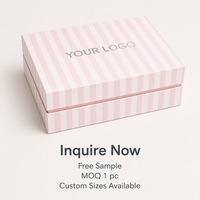 Boîte cadeau rigide et robuste à rayures roses et blanches avec logo argenté, impression personnalisée, recyclable, qualité supérieure, vente en gros, directement de l'usine