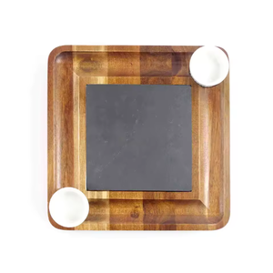 Piatto per Bistecca in Ardesia con Base in Legno di Acacia - Product Image 2