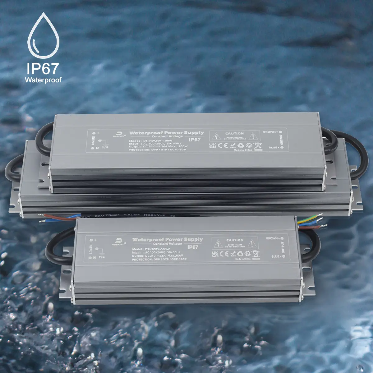 Ultra-thin 12V/24V 2.5A - 25A 60w 100w 200w 300w 400w ip67 slim led switching waterproof power supply transformer