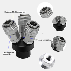 Acoplador Rápido Estilo Japonés, Conector Macho de 1/4" para Herramientas Neumáticas, Diseño de Conexión Rápida, Manifold 2 en 1, En Stock - Product Image 2