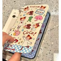 Coque Portefeuille à Rabat pour Femmes pour Apple iPhone 15 Pro Max 14 Plus 16 Pro 12, Motif Dessin Animé, en TPU, Support de Téléphone pour Filles