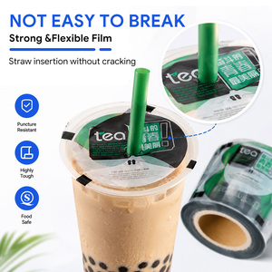 Custom Logo Transparent PP Sealing Roll Film Food Grade for Bubble Tea Milk Tea Juice <b>Paper</b> Plastic Cup - Product Image 3
