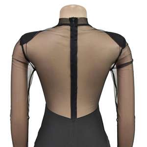 Vestido de lujo de marca famosa con bordado de diseñador, sexy y a la moda para fiesta, club o cena, de gasa con pedrería y manga larga para mujer. - Product Image 6