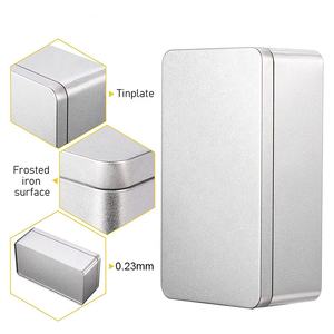 Boîte en fer blanc givrée argentée personnalisable Boîte rectangulaire en métal vide pour aliments et cosmétiques pour bonbons chocolat - Product Image 1