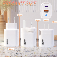 Chargeur rapide 30W à lumière bleue, adaptateur rapide PD+USB, charge rapide QC 3.0, double port USB 2, pour iPhone, Samsung, Xiaomi, chargeurs muraux