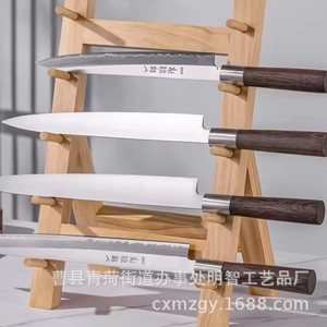 Wooden Knife <b>Rack</b> 3 Tier Foldable Standing Storage Display <b>Rack</b> For <b>Kitchen</b> Organization - Product Image 3