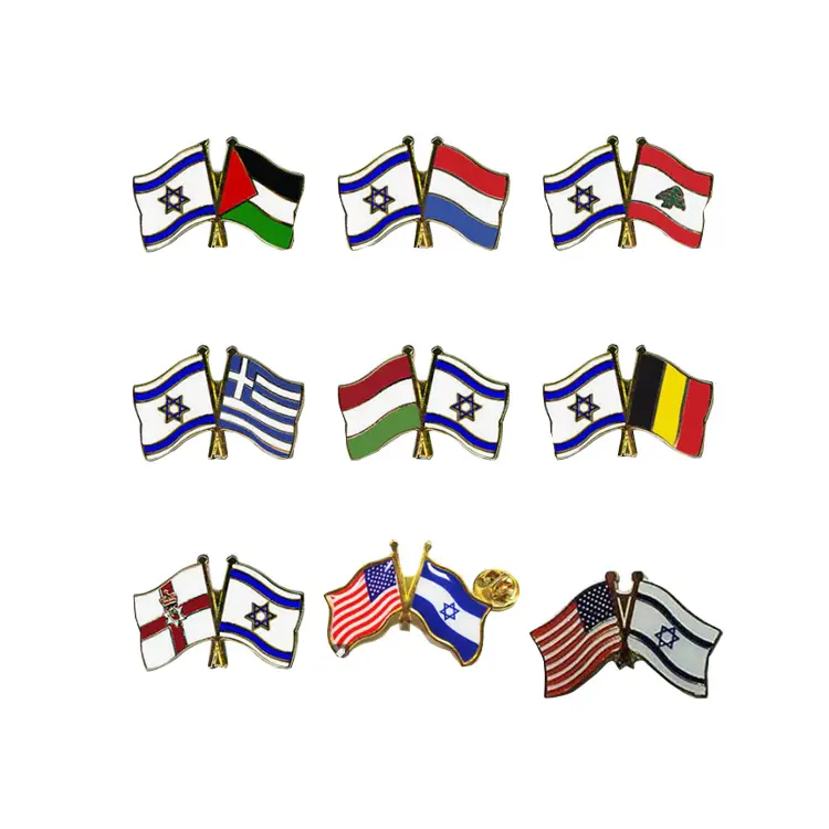 Alfinete personalizado da bandeira da amizade bandeiras de todos os países alfinetes personalizados esmaltados da bandeira de israel