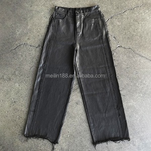 Pantalones Vaqueros Encerados Holgados para Hombre, Diseño de Marca Privada OEM, Logotipo Personalizado, Pantalones de Estilo Urbano - Product Image 1
