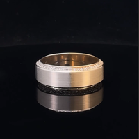 Bague d'éternité pour homme bicolore, moitié jaune, moitié blanc, plaquée or 14 carats, écologique, entièrement pavée de diamants de laboratoire, certifiée IGI