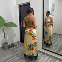 Robe Annshine Fashion 2026 Nouvelle Collection Africaine Élégante à Imprimé Floral, Longueur Midi, Dos Nu, Col Halter, Sans Manches pour Femme