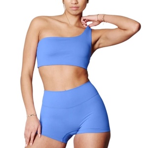 Soutien-gorge de sport sans couture, doux au toucher, à une épaule, design tendance, léger et respirant pour l'été, taille plus disponible - Product Image 2