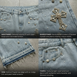 Shorts en jean déchirés avec strass TKAN832 – Short en jean de luxe orné de diamants, streetwear de haute qualité pour homme – Fournisseur populaire - Product Image 4