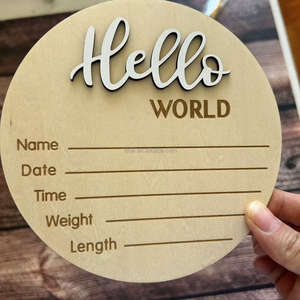 Cartes <span class=keywords><strong>de</strong></span> jalons mensuels et d'annonce <span class=keywords><strong>de</strong></span> naissance en bois perforé gravé double face pour bébé - Product Image 4