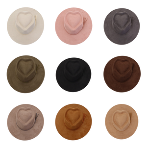 Sombrero Vegano de Gamuza con Diseño de Corazón y Corona, Estilo Fedora de Ala Ancha con Borlas Decorativas, Novedad 2026 - Product Image 2