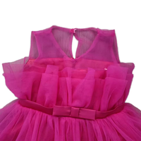 Gaun Pesta Anak Perempuan Grosir ODM, Gaun Tutu Bunga Tulle, Gaun Bola untuk Pertunjukan Anak, Tanpa Lengan, Bahan Bernapas, Panjang Selutut, Berumbai