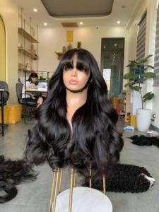 Perruque à franges HD LUXURY en cheveux Remy ondulés, extensions de cheveux humains vietnamiens, dentelle transparente - Product Image 3