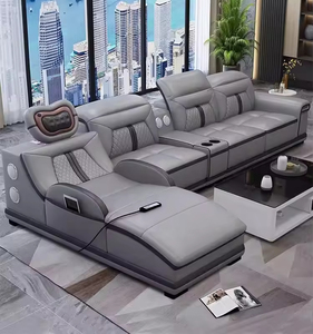 Moderno Juego de Sofás de Masaje Reclinables Eléctricos Inteligentes Seccional en Forma de L Mobiliario Modular Funcional de Lujo en Cuero para Sala de Estar - Product Image 3