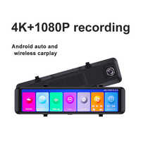 4K 12 pouces Android auto apple carplay rétroviseur voiture Dvr 2160P écran tactile Dash Cam enregistreur vidéo avec WIFI GPS AUX FM BT
