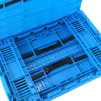 Caisse en plastique perforée empilable de qualité alimentaire, personnalisée, bleue, pour l'agriculture, réutilisable, pour le stockage des fruits et légumes