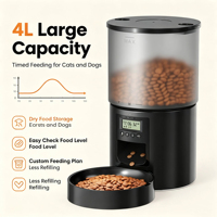 Distributeur automatique de nourriture pour animaux de compagnie 4L avec caméra vidéo, contrôle des portions temporisé, enregistrement vocal, double alimentation, IPX5 pour chats et chiens