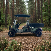 Chariot de golf tout-terrain robuste à benne basculante automatique, 2 places, pneus tout-terrain, contrôleur étanche, pour chantier et transport