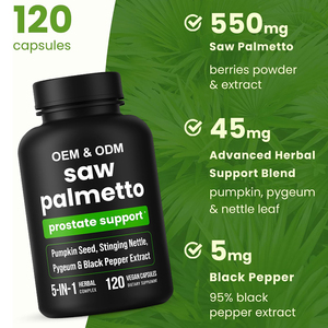 OEM özel etiket prostat sağlık ürünleri doğal erkekler için Palmetto organik otlar sağlıklı prostat sağlık kapsülleri gördüm - Product Image 4