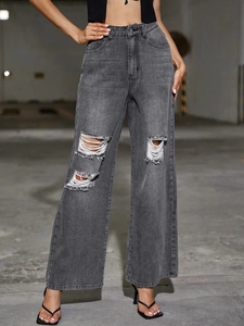 <span class=keywords><strong>Pantaloni</strong></span> Vintage personalizzati blu nero a gamba larga 2020 <span class=keywords><strong>pantaloni</strong></span> strappati a vita alta <span class=keywords><strong>pantaloni</strong></span> Jeans Denim <span class=keywords><strong>donna</strong></span> - Product Image 5