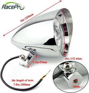 RACEPRO Bullet Style Headlight Housing Chrome Motorcycle Universal Mariah Concours Rocket Headlight for Harley and <strong>Choppers</strong> - Product Image 6