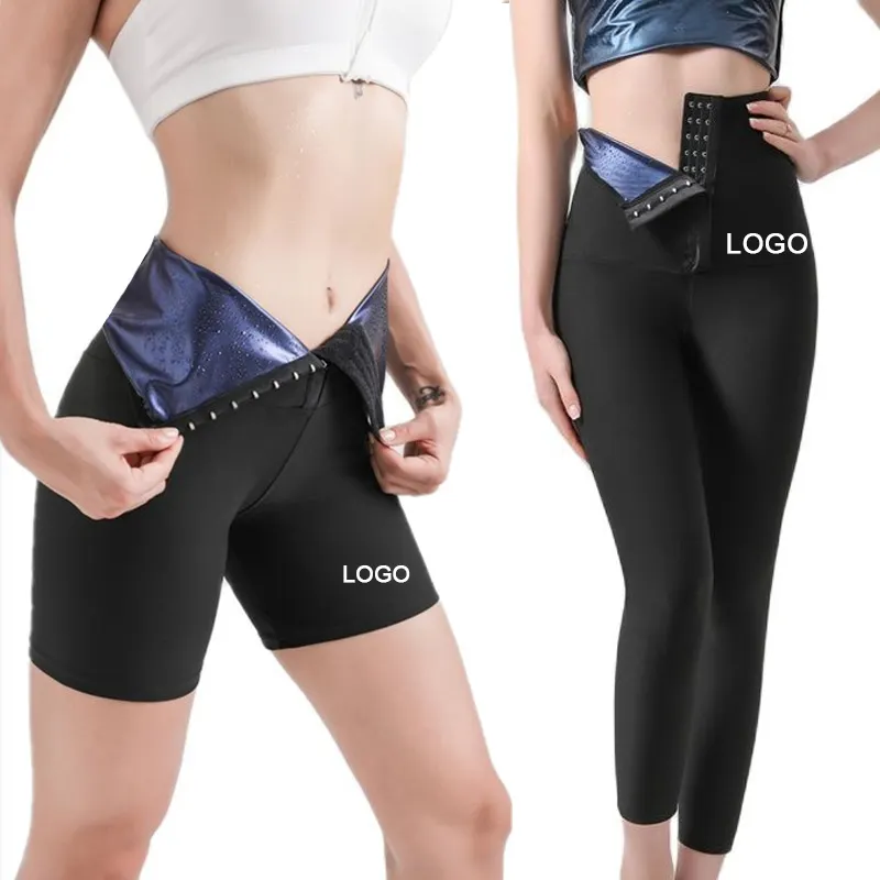 Sauna Leggings Hight Waist Pant with Hook Women Gym Trouser Leg Slimming Fitness Pant