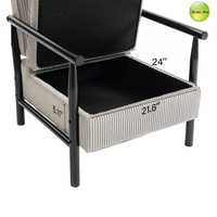 Fauteuil d'appoint en tissu velours côtelé rayé, pieds en bois, fauteuil avec rangement dissimulé, coussin amovible pour salon, appartement