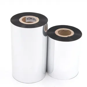 Ukuran dapat disesuaikan 90mm x 300m pita Printer Resin lilin hitam pita karbon TTR untuk stiker kode batang