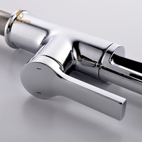 Robinet de cuisine en laiton brossé nickel, moderne et luxueux, à poignée unique, à col long, flexible, avec douchette extractible