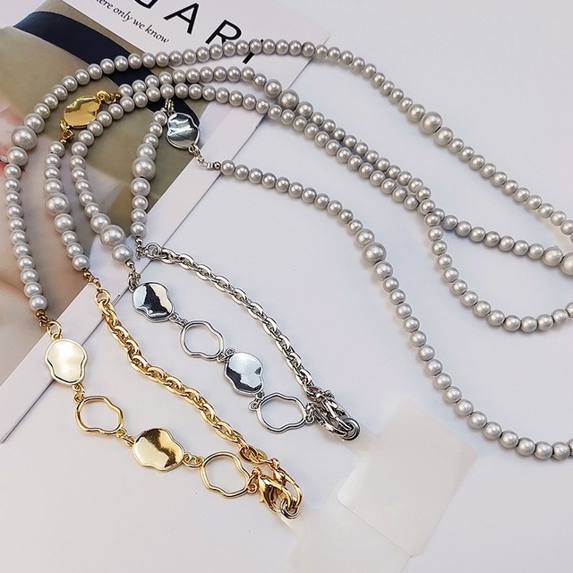 New Custom Beaded Ladies Mobile Phone Straps Diagonal Cross Chain Fashion Pearl Mobile Phone Hanging Chain Mobile Phone