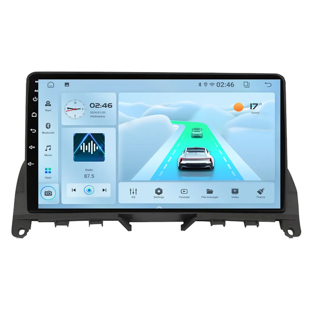 مشغل راديو للسيارة يعمل بنظام أندرويد و6 رقائق لاسلكية وWiFi 5G مناسب لفئة Benz C w204 2006-2011 مع ملاحة GPS وBT5.4 مع مشغل سيارة لاسلكي تلقائي