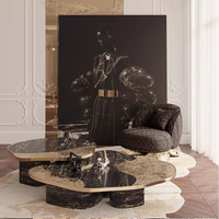 Ensemble de tables basses modernes de luxe en acier inoxydable, tables gigognes durables en métal miroir pour hall d'hôtel et mobilier de projet de villa